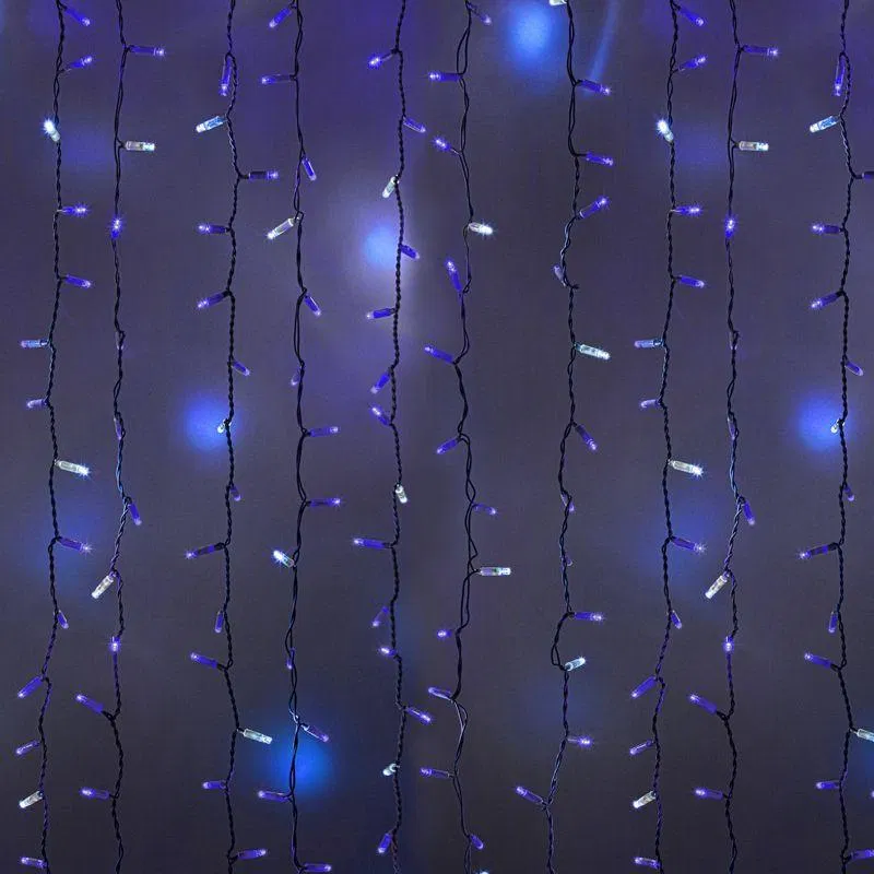 Гирлянда светодиодная "Светодиодный Дождь" 2х3м 600LED син. 86Вт 230В IP65 эффект мерцания провод бел. Neon-Night 235-213