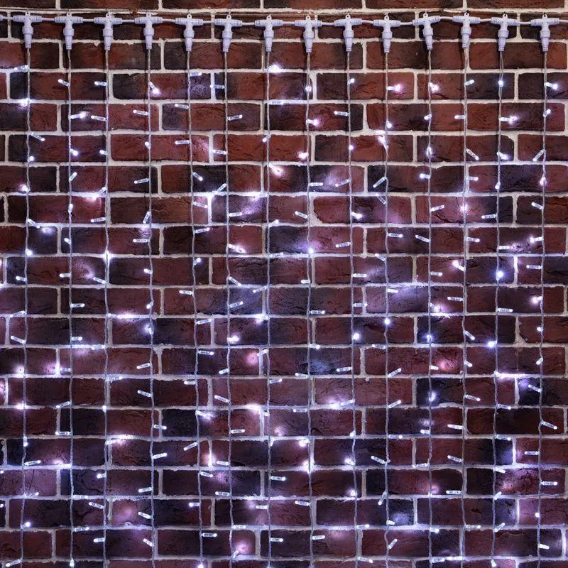 Гирлянда светодиодная "Светодиодный Дождь" 2х9м 1200LED бел. 230В IP65 эффект мерцания провод прозр. ПВХ соединяется (нужен блок 303-500-1) Neon-Night 235-695