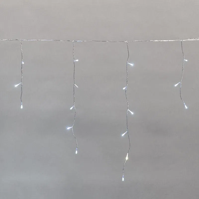 Гирлянда светодиодная Айсикл (бахрома) 25х0.6м 588LED бел. IP44 230В c эффектом мерцания провод прозр. Neon-Night 255-595