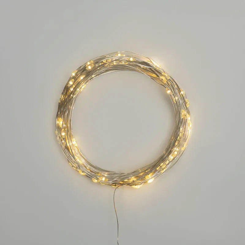 Гирлянда "Роса" 10м 100LED тепл. бел. IP44 с пультом 8 режимов элементы питания 3хAA Neon-Night 303-256