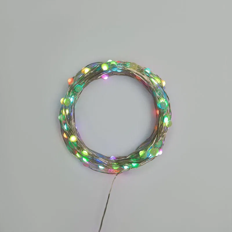 Гирлянда "Роса" 10м 100LED RGB IP44 с пультом 8 режимов элементы питания 3хAA Neon-Night 303-259
