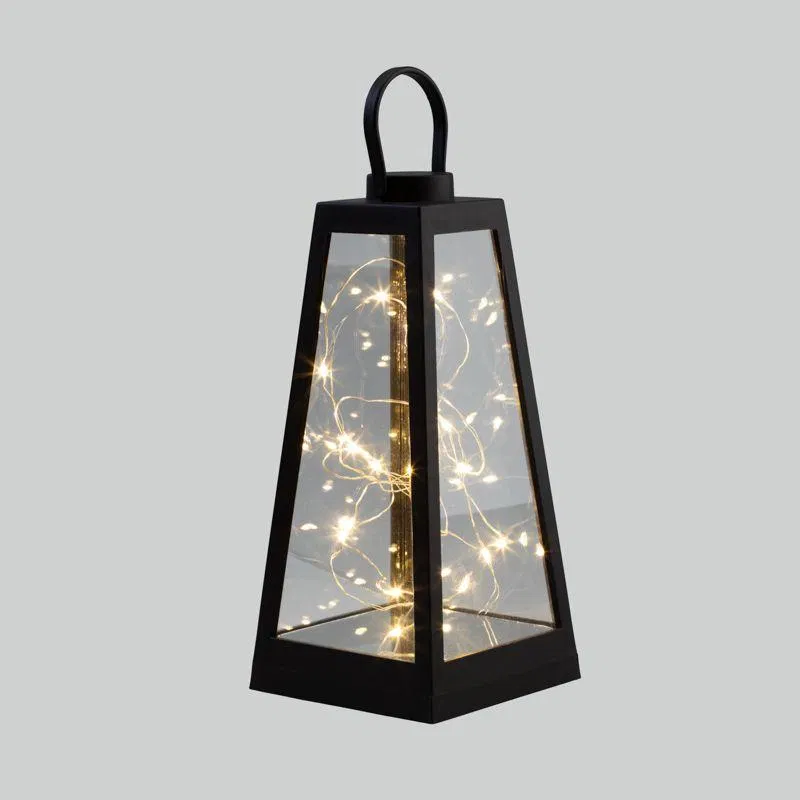 Фонарь декоративный 10.5х10.5х24см тепл. бел. с росой корпус черн. Neon-Night 513-070