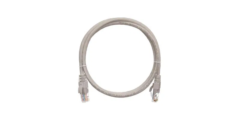 Шнур коммутационный кат.5E (класс D) U/UTP 4 пары 24 AWG (7х0.205мм) 100МГц 2хRJ45 (8P8C) T568B заливной с защ. защелки мж BC чистая медь LSZH нг(А)-HFLTx сер. 0.15м NIKOMAX NMC-PC4UD55B-001-C-GY