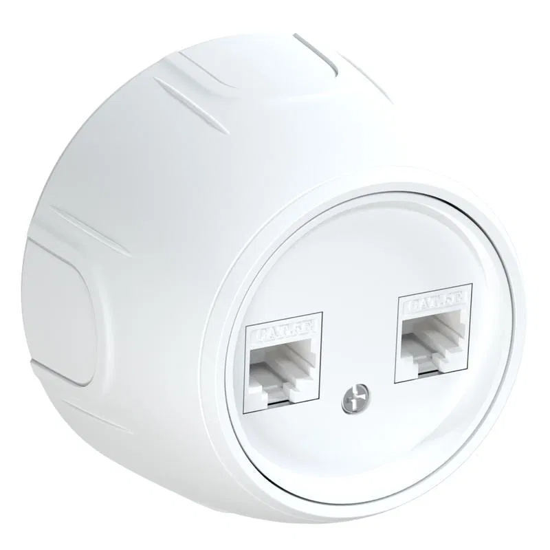 Розетка компьютерная 2-м RJ45 кат.5E Rotondo бел. OneKeyElectro 7700891