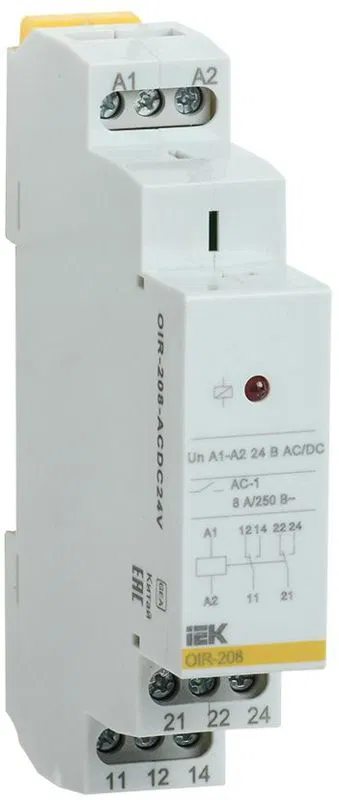 Реле промежуточное OIR 2 конт. (8А) 24В AC/DC IEK OIR-208-ACDC24V ONI