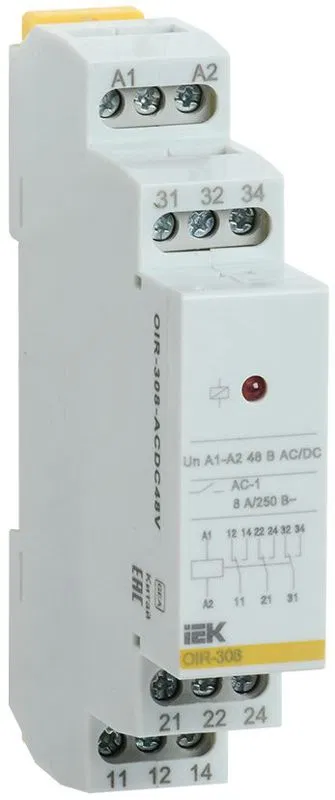 Реле промежуточное OIR 3 конт. (8А) 48В AC/DC IEK OIR-308-ACDC48V ONI