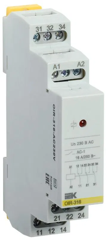 Реле промежуточное OIR 3 конт. (16А) 230В AC IEK OIR-316-AC230V ONI