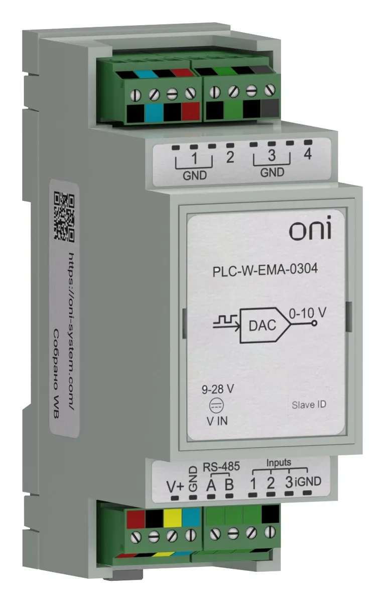 ПЛК W. Расширение входов/выходов по Modbus RTU 4 AO или ШИМ