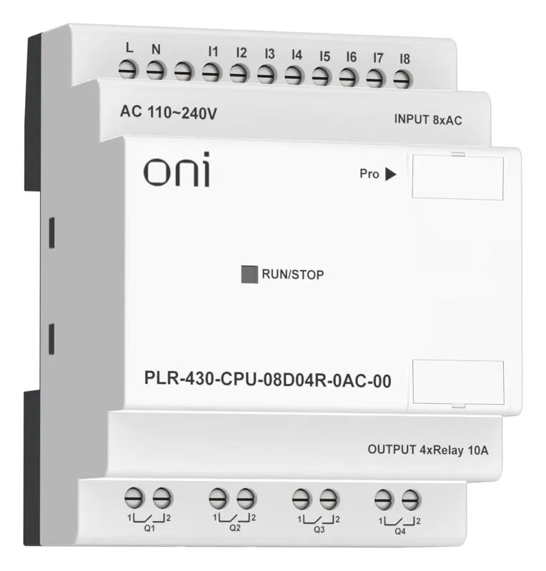 Модуль ЦПУ ПЛК 430 8 DI 4 RO 220В AC без экрана ONI PLR-430-CPU-08D04R-0AC-00