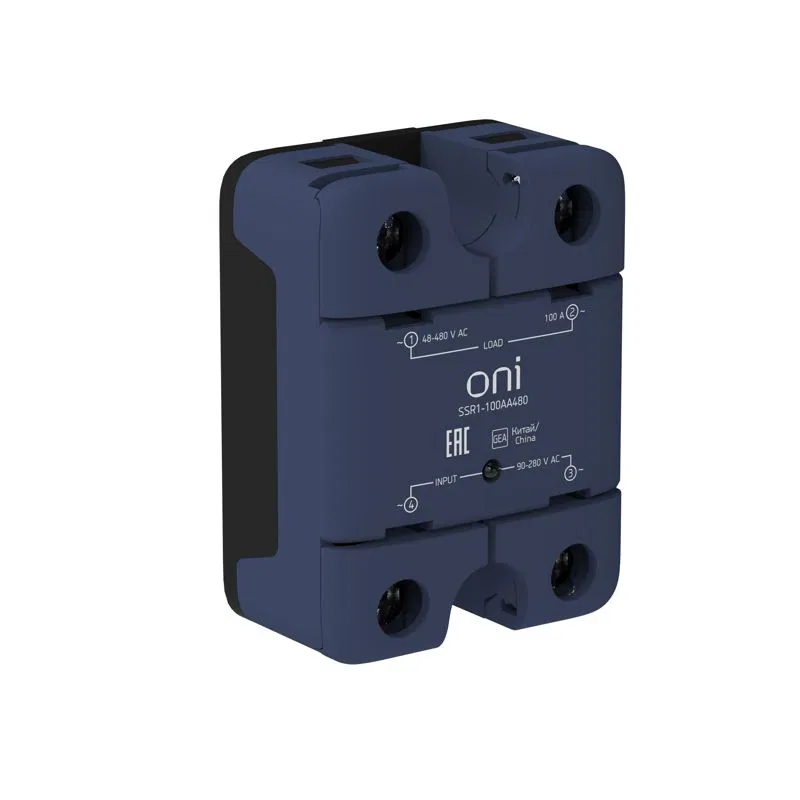 Реле твердотельное SSR1 100А 90-280В AC 48-480В AC ONI SSR1-100AA480