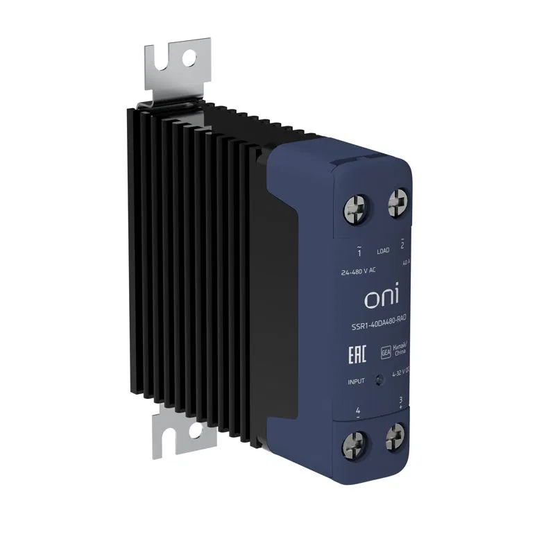 Реле твердотельное SSR1 40А 4-32В DC 24-480В AC с радиатором ONI SSR1-40DA480-RAD