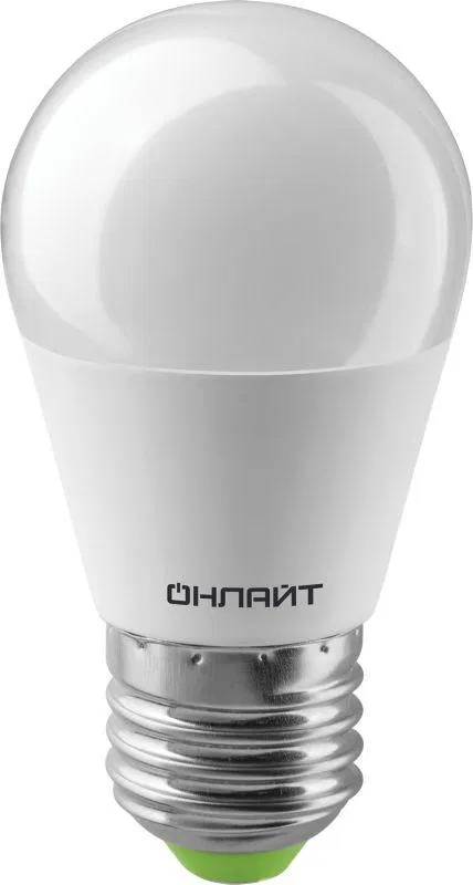 Лампа светодиодная 61 137 OLL-G45-8-230-6.5K-E27 8Вт шар 6500К холод. бел. E27 800лм 176-264В ОНЛАЙТ 61137