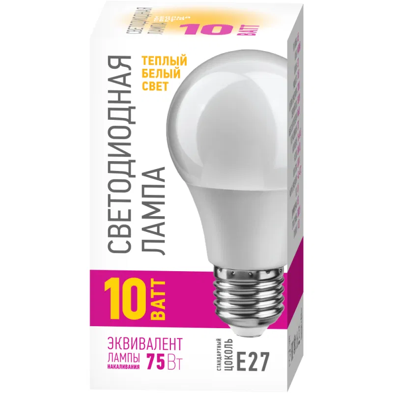 Лампа светодиодная 82 910 OLL-A55-10-230-2.7K-E27-PROMO 10Вт грушевидная 2700К E27 220-240В ОНЛАЙТ 82910