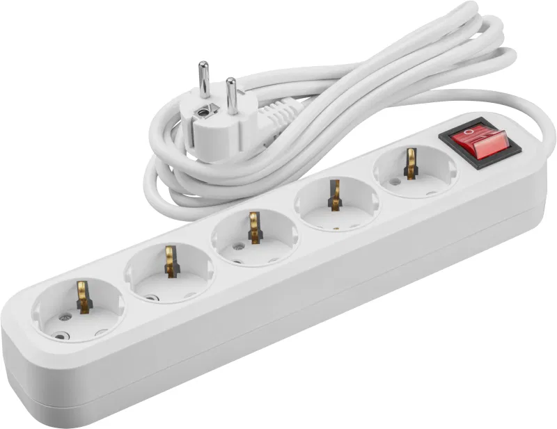 Удлинитель 5х3м с заземл. 16А IP20 90 811 OPE-S-05-300-ESC-3x1 с кнопкой бел. ОНЛАЙТ 90811