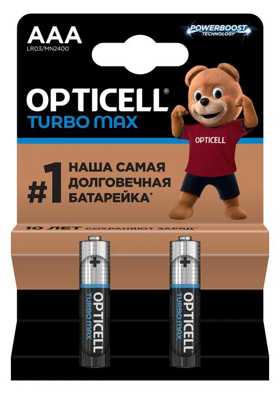 Элемент питания алкалиновый AAA/LR03 (блист. 2шт) Turbo Max Opticell 6053002