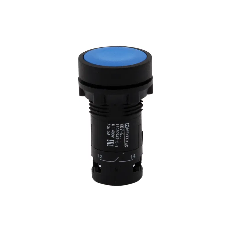 Кнопка плоская с фиксацией 1NO+1NC IP54 пластик MTB7-EH65 син. ОВЕН 132697