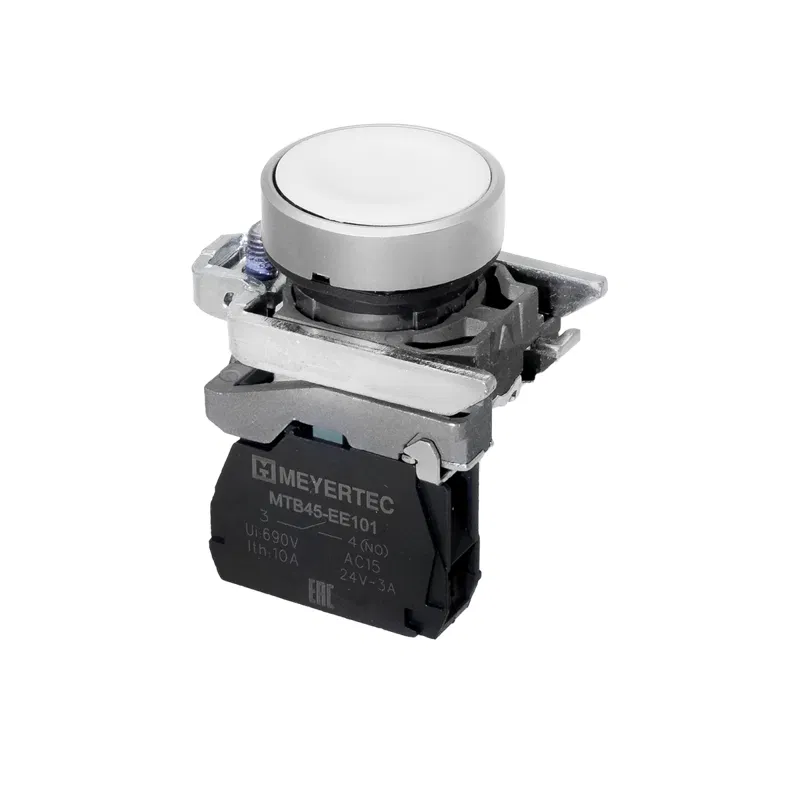 Кнопка плоская 1NO IP65 металл MTB4-BA11 бел. ОВЕН 137115