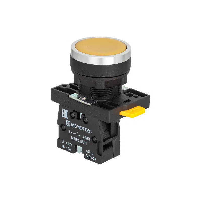 Кнопка плоская MTB2-EAZ115 1НО IP54 пластик желт. ОВЕН 139403