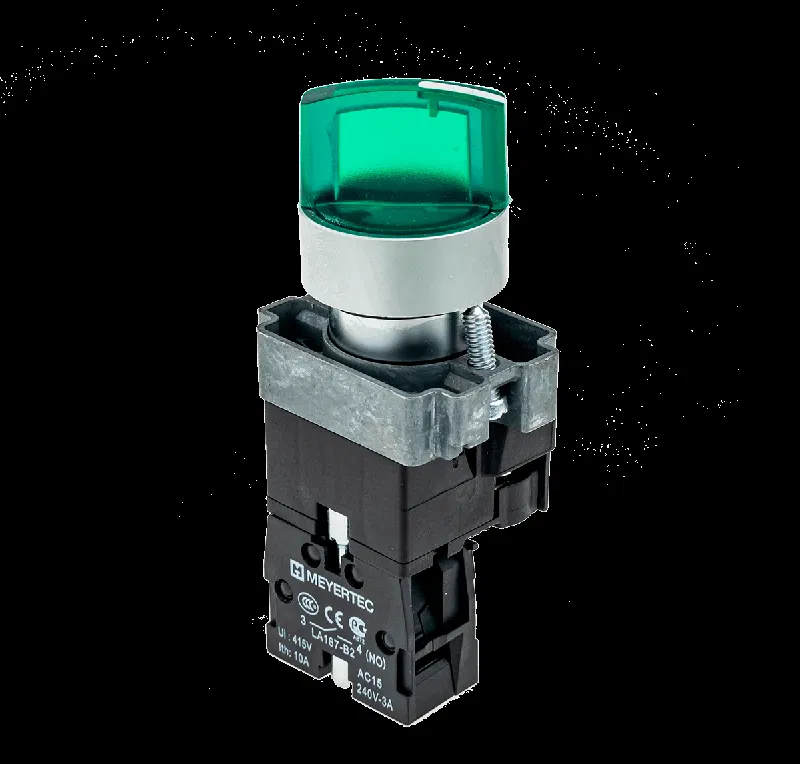 Переключатель с LED подсветкой 220В AC/DC зел. 3 полож. 1NO фикс. мет. MTB2-BK3363 ОВЕН 58224