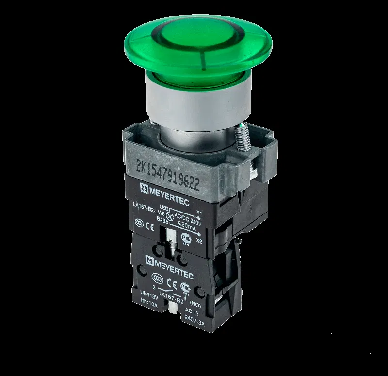 Кнопка грибовидная с LED подсветкой без фиксации 24В AC/DC 1NO зел. d40 мм MTB2-BW3613 ОВЕН 59641