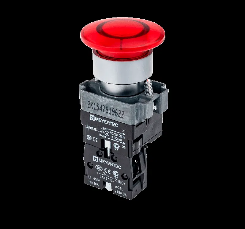 Кнопка грибовидная с LED подсветкой без фиксации 24В AC/DC 1NC красн. d40мм мет. MTB2-BW4614 ОВЕН 59928