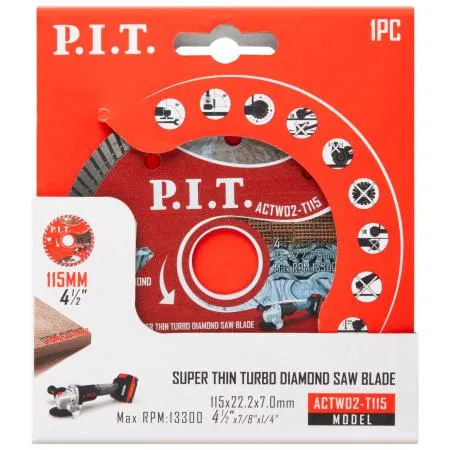 Диск отрезной алмазный Turbo 115х22.2х1.4мм P.I.T. ACTW02-T115