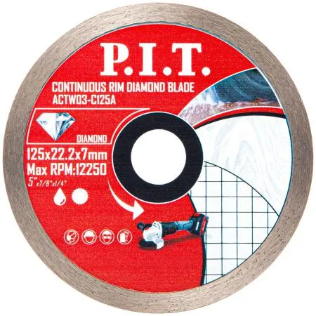 Диск отрезной алмазный сплошной 125х22.2х1.4мм P.I.T. ACTW03-C125A
