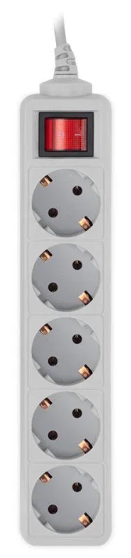 Удлинитель с сетевым фильтром 5х5м Pet AP01006-5-G сер. (пакет ПЭ) PC PET 619891