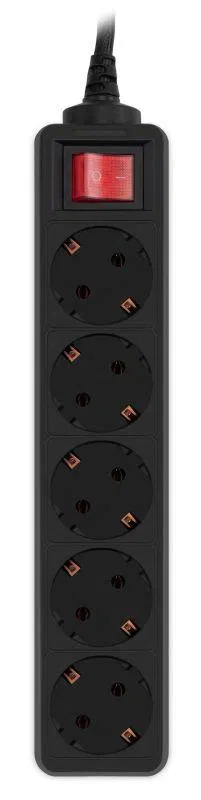 Удлинитель с сетевым фильтром 5х5м Pet AP01006-5-B черн. (пакет ПЭ) PC PET 619895