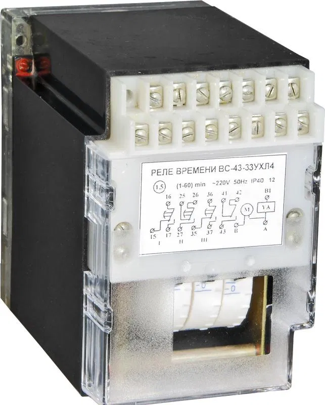Реле времени ВС-43-3-5 УХЛ4 110В 50Гц 1-60ч 3х-цепн. с независим. регулировкой выдержки времени для каждой цепи задержка на вкл. ток контактов исполнит. реле 4А 3перекл. с выдержкой времени + 1перекл. мгновенного действия A8011-76914480 ПЭО прочее