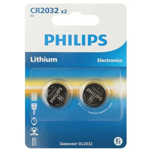 Элемент питания литиевый CR2032 (блист. 2шт) Philips Б0062716 PHILIPS Элементы питания