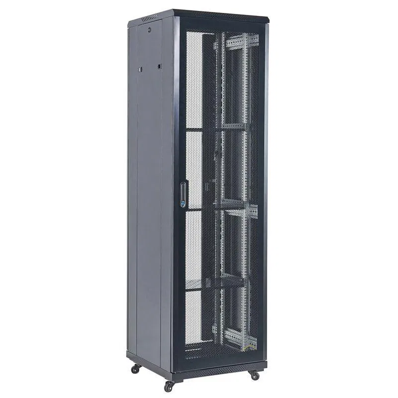 Шкаф телекоммуникационный напольный 19дюйм 42U 600х800х2054 дверь перфорация дверь задняя перфорир. боковые съемные стенки разборный черн. RAL9005 Rexant 04-4266-232