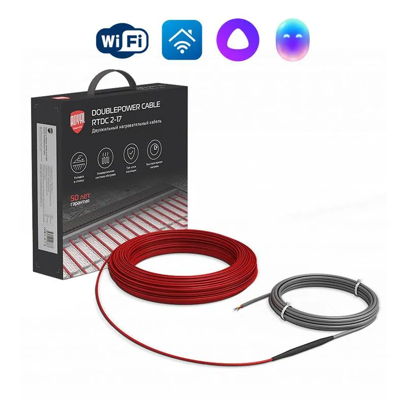 Комплект "Теплый пол" (кабель) Doublepower Cable RTDC 2-17-100 (комплект) Royal Thermo НС-1599068
