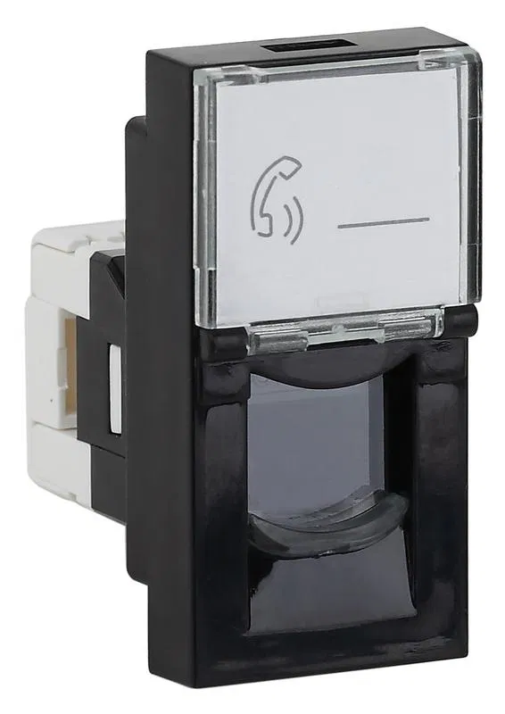Розетка модульная телефонная RJ-11 45х22.5мм черн. Ruvinil АДЛ 13-903-Ч