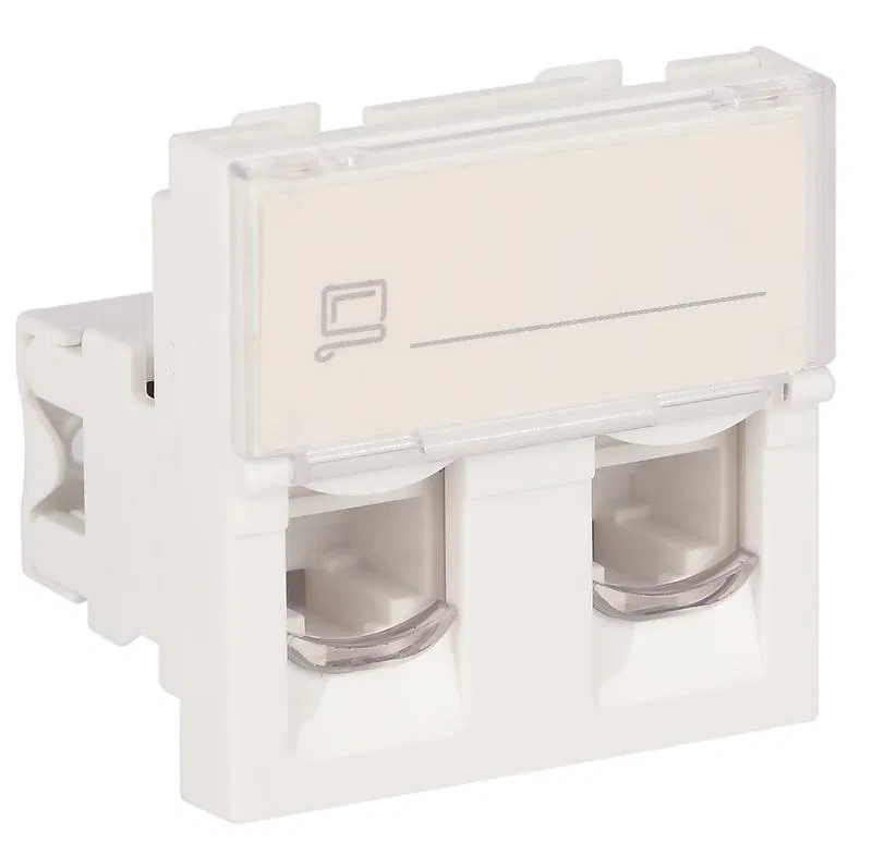Розетка компьютерная 2-м 2хRJ45 45х45мм бел. Ruvinil АДЛ 13-913