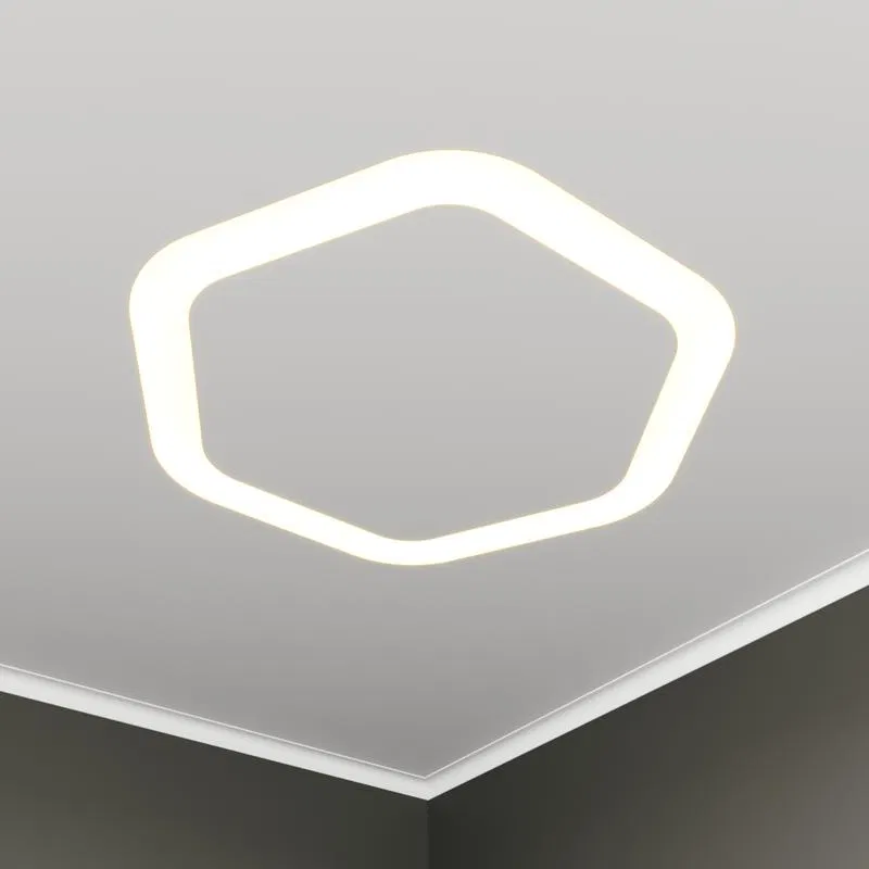 Светильник светодиодный RVE-LBX-HOLE-HEXA-SOFT-446-VG 26Вт 4000К 446х414х110мм S80мм шестиугольник закругл. с отверст. встраив. под шпаклевку бел. RVElektro RVE00003461