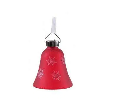 Игрушка на елку "Колокольчик" GM3307-36 8х8х9см красн. прозр. стекло с орнаментом; красн. светодиод на батарейках 3XLR44 (уп.6шт) SHLights 4690601021069