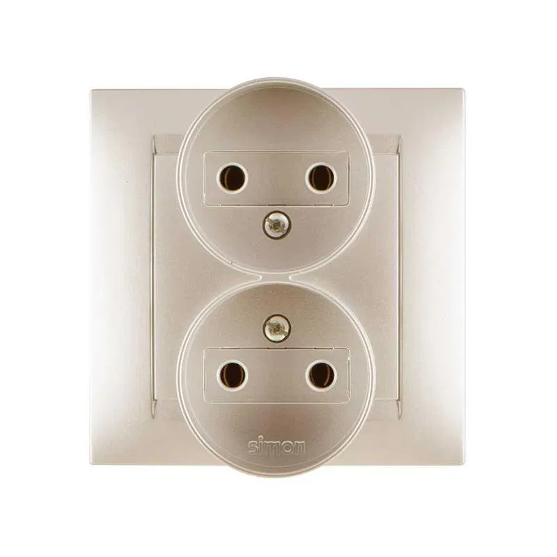 Розетка 2-м СП Simon15 16А IP20 250В без заземл. винт. клеммы шампань Simon 1590457-034