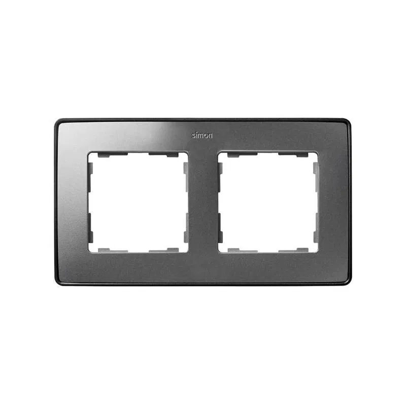 Рамка 2-м Simon82 Detail холодный алюм.; основание графит Simon 8201620-293