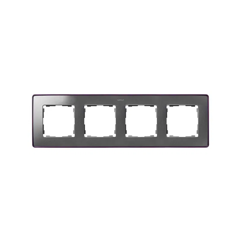 Рамка 4-м Simon82 Detail холодный алюм.; основание фиол. Simon 8201640-254