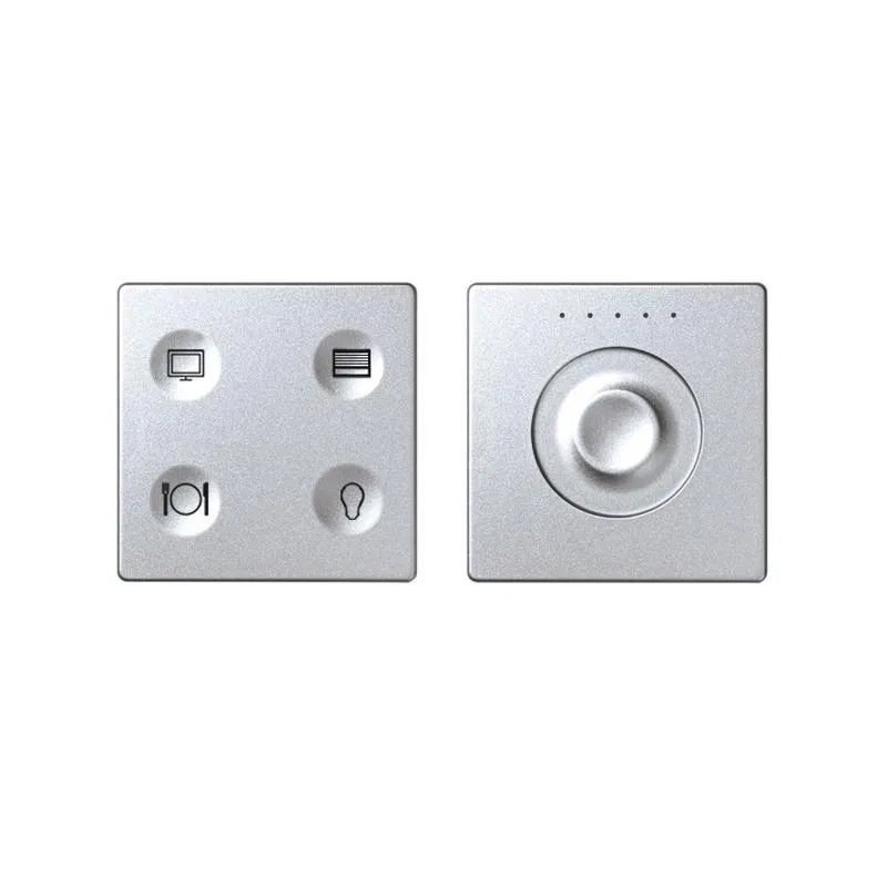 Комплект выключателя 4-кл. сенсорн. + регулятор Т3 KNX; RJ12 алюм. Simon82 Sense 8400655-093