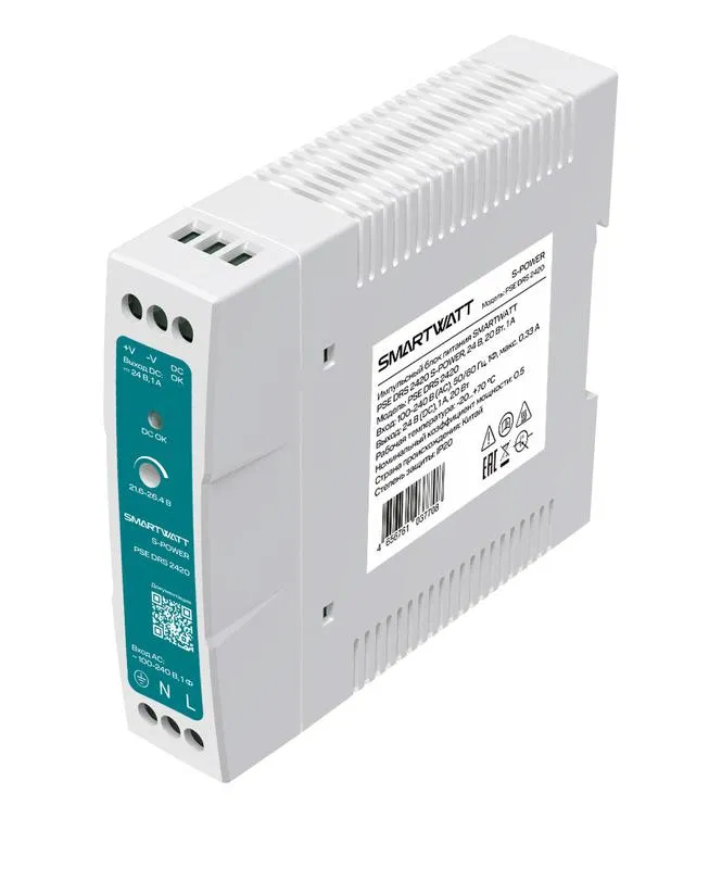 Блок питания импульсный PSE DRS 2420 S-POWER 24В 20Вт 1А SMARTWATT 4512020450014