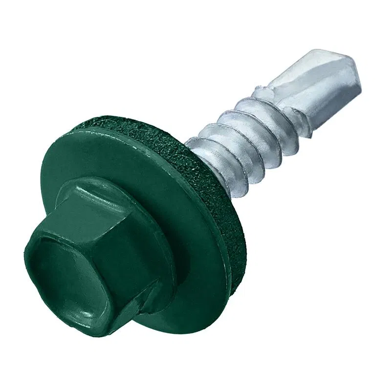 Саморез кровельный 4.8х28(29) RAL 6005 зел. мох (коробка) (уп.60шт) СТРОЙМЕТИЗ 2130014