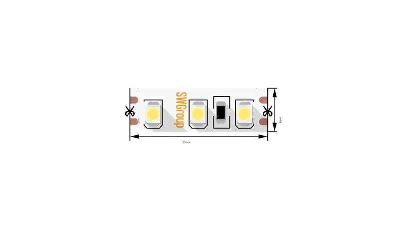 Лента светодиодная стандарт 3528 120LED/м 9.6Вт/м нейтр. бел. 12В IP20 со скотчем 3М (уп.5м) SWG Standard 00-00006316