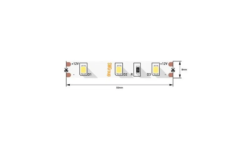 Лента светодиодная стандарт 2835 60LED/м 4.8Вт/м нейтр. бел. 12В IP20 со скотчем 3М (уп.5м) SWG Standard 00-00007260