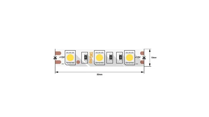 Лента светодиодная стандарт 5050 60LED/м 14.4Вт/м холод. бел. 12В IP20 со скотчем 3М (уп.5м) SWG Standard 00-00007265
