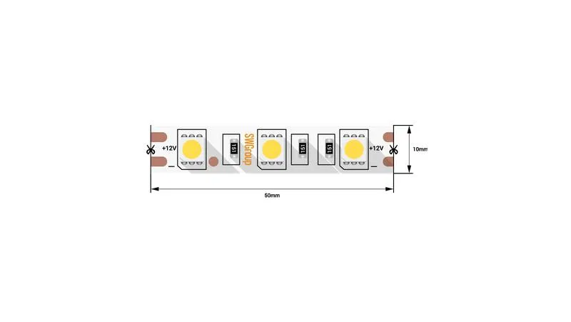 Лента светодиодная стандарт 5050 60LED/м 14.4Вт/м нейтр. бел. 12В IP20 со скотчем 3М (уп.5м) SWG Standard 00-00007267