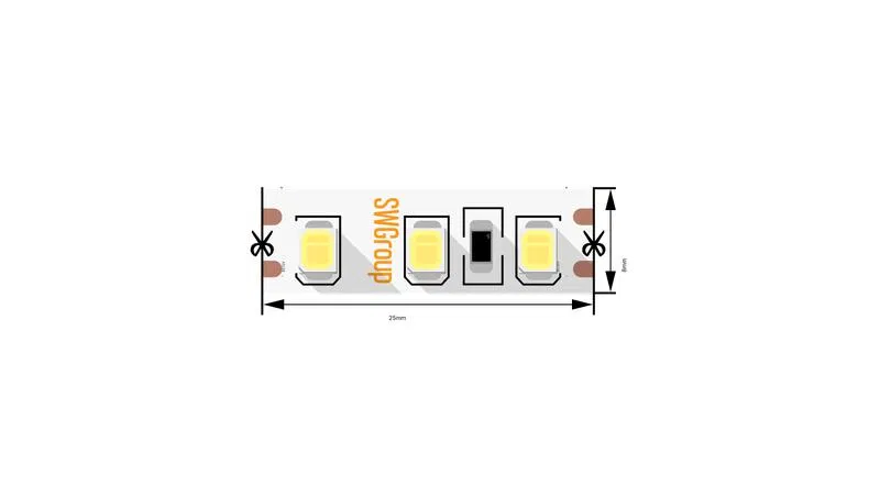 Лента светодиодная стандарт 2835 120LED/м 12Вт/м 12В IP20 со скотчем 3М тепл. бел. (уп.5м) SWG Standard 00-00009237