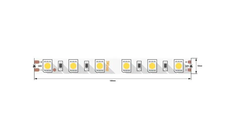 Лента светодиодная стандарт 5050 60LED/м 14.4Вт/м нейтр. бел. 24В IP20 со скотчем 3М (уп.5м) SWG Standard 00-00009272