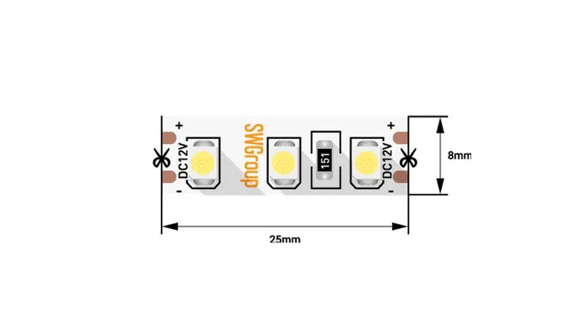 Лента светодиодная стандарт 3528 120LED/м 9.6Вт/м красн. 12В IP20 (уп.5м) SWG Standard 00-00009465